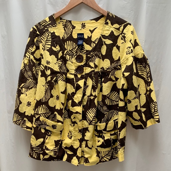 Cute Short Jacket Tropical Print Open Front Size 1X - Picture 1 of 7